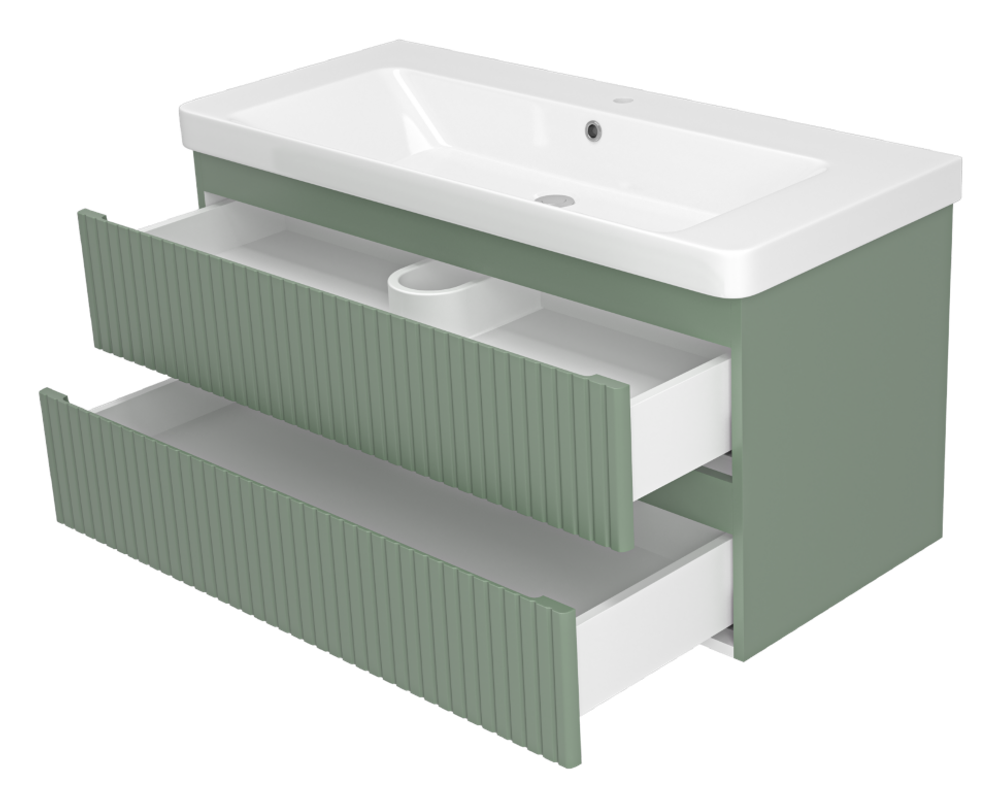 VICTORY -105 Тумба подвесная с 2 ящ. зеленый / раковина