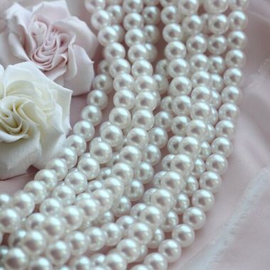 Майорка White Pearls (слегка с розовым отливом) 12 мм, 1 нить, МА037
