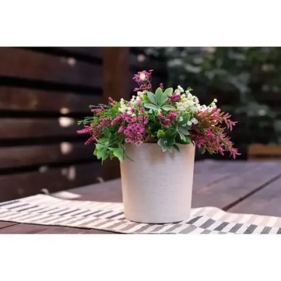 Горшок Эко Цилиндр ,Слоновая Кость, пластиковый горшок с дренажным дном ,д.20 н.21 5,2 л