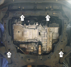 Защита картера Двигателя, КПП. 5 мм, Алюминий. для Mazda CX-7 2006-2009, Mazda CX-7 2009-2012, Mazda CX-7 2012-2015 MOTODOR.31102