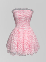 Платье YIYISTORY 3882 короткое с пышной юбкой, розой на шею и шортиками в комплекте