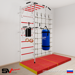 Шведская стенка Sv Sport усиленная 64460 (Турник рукоход/Брусья/Канат/Кольца/Цепь/Мешок 22кг/Мат 2м/Канатный лаз)