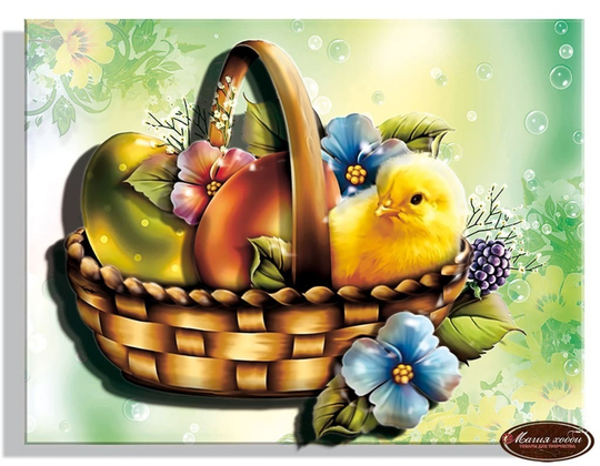 Папертоль РТ150112 "Корзинка с цыплёнком" 10*12см.