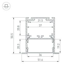 Профиль SL-LINIA52-3L-F-2000 ANOD BLACK (Arlight, Алюминий) 044685