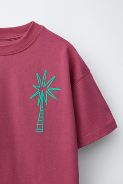 ZARA ФУТБОЛКА С НАДПИСЬЮ, ЦВЕТ ФУКСИИ