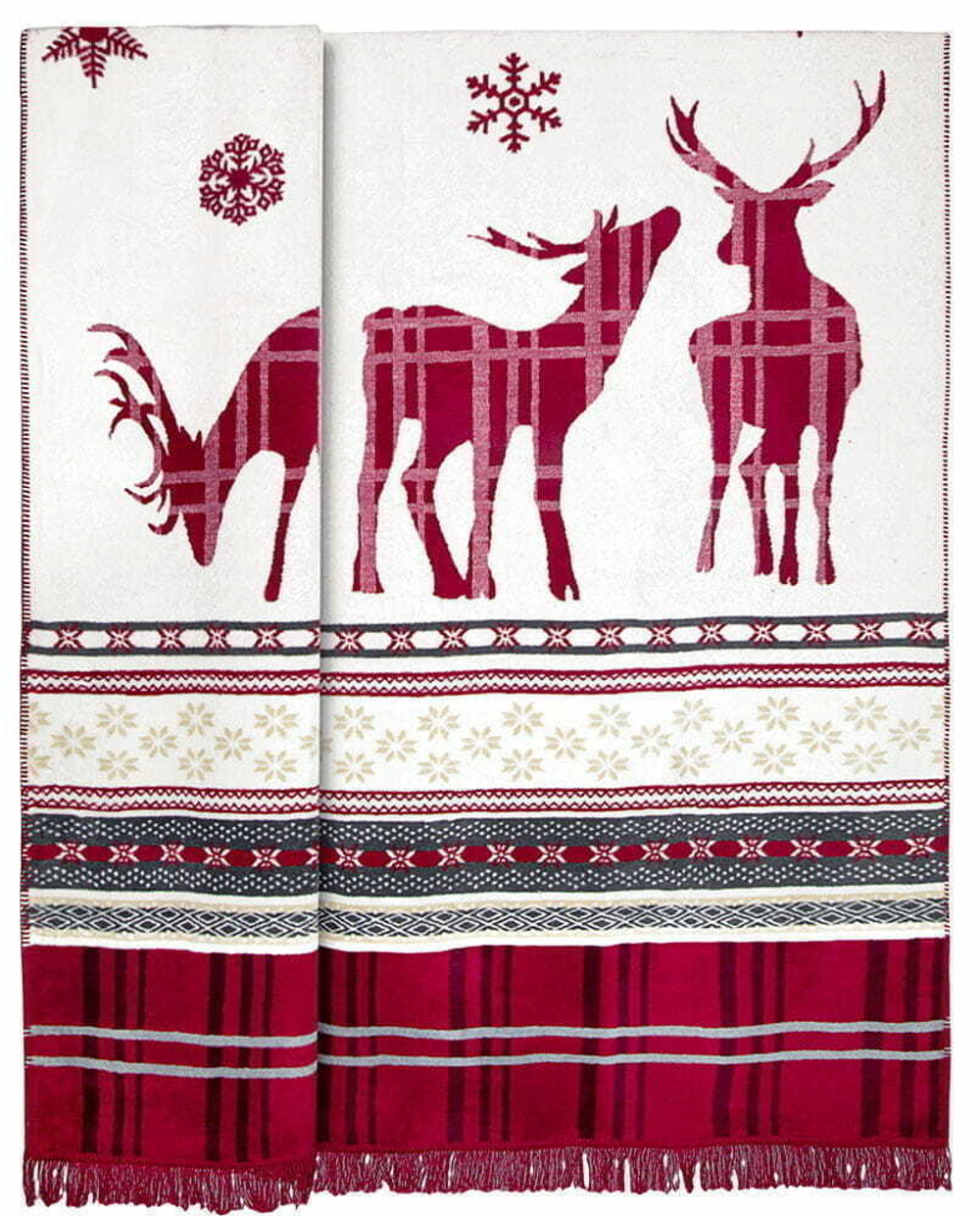 Плед 200x220 Arya home Christmas Winter белый, красный