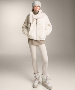 Oysho Куртка из искусственной овчины с вязка косичкой, экрю