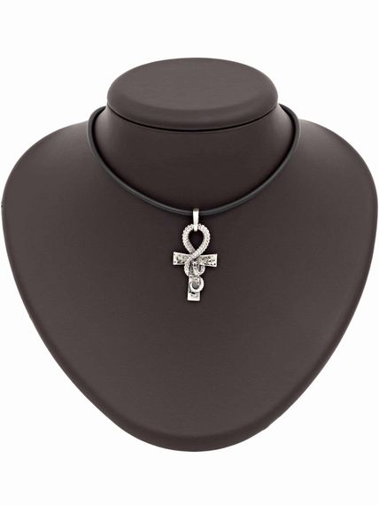 Подвеска Анкх Жизни Змей из серебра 925 пробы, фото вид на постаменте