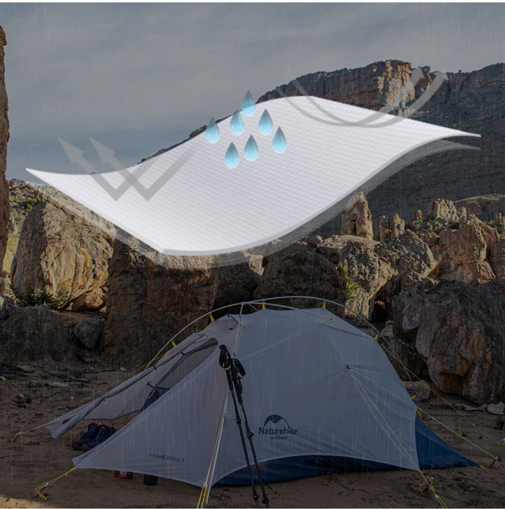 Палатка Naturehike Cloud Up-Wing Si 2-местная, алюминиевый каркас, серо-синяя