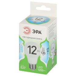 Лампочка светодиодная ЭРА GREEN LINE LED A60-12W-840-E27 GL E27 12 Вт груша яркий белый свет