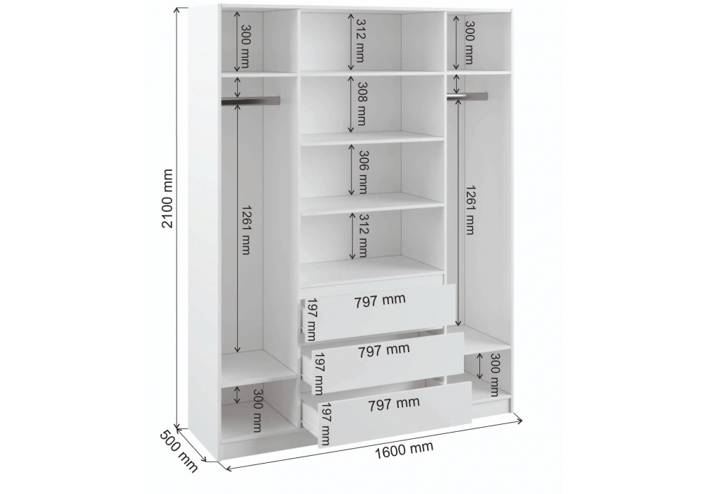 Шкаф Woodville Мадера ЛДСП белый