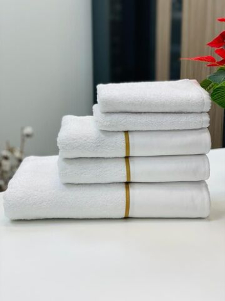 Набор полотенец 5шт Claire Batiste Atelier Brise белый с зеленым кантом