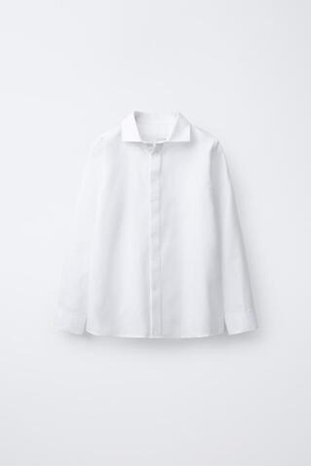 ZARA РУБАШКА ИЗ РЕЛЬЕФНОЙ ТКАНИ, БЕЛЫЙ