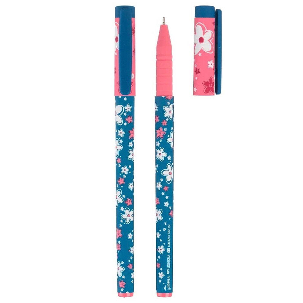 Ручка шариковая, масляная, Vinson, синие чернила, серия "Flower", 20 шт