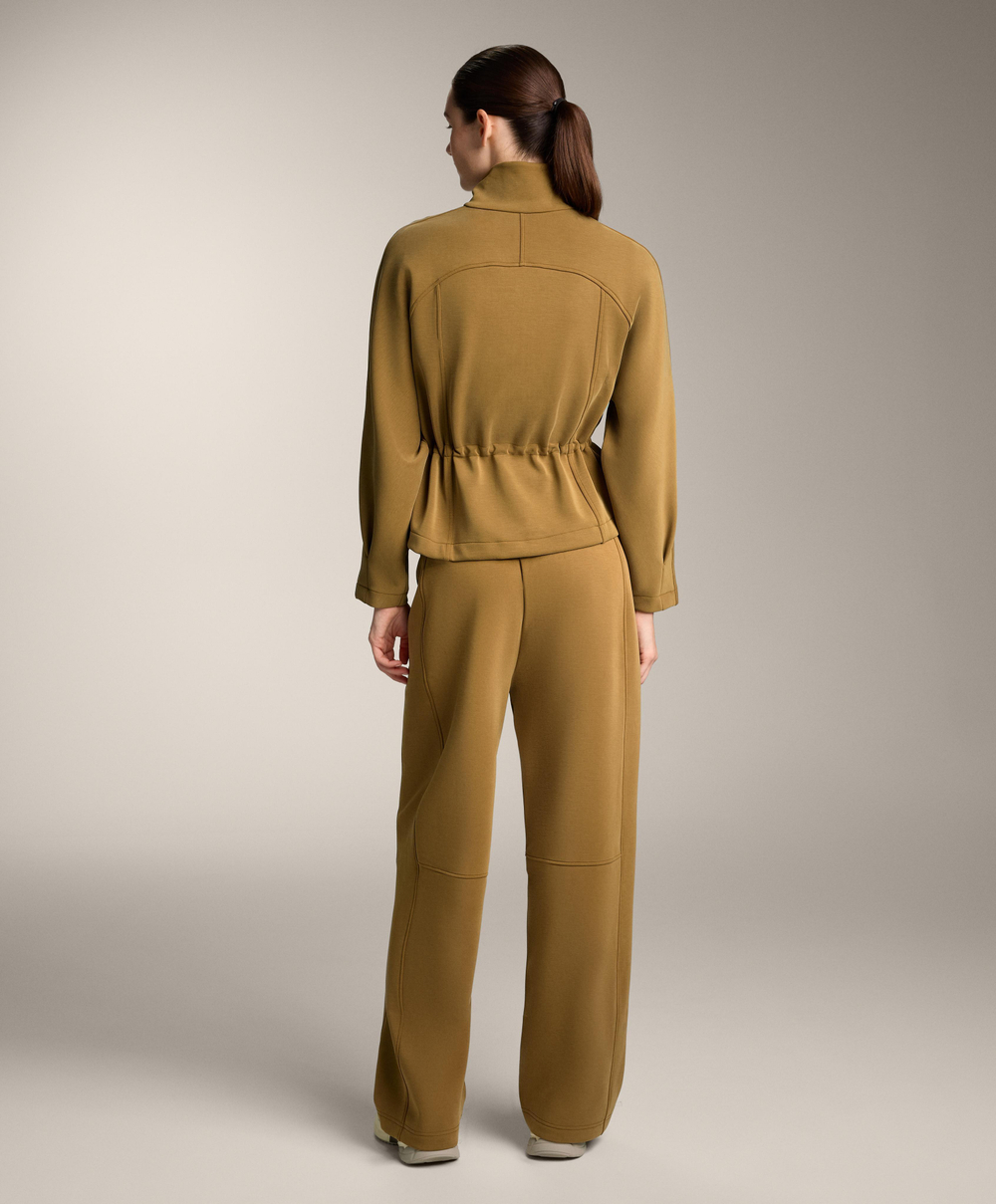 Oysho Укороченная куртка с регулируемой талией из модала с начесом, оливковый