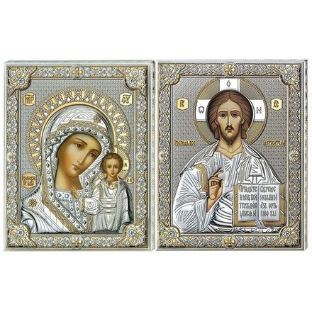 Иконы Иисуса Христа и Казанской Божией Матери. Венчальная пара. Италия.