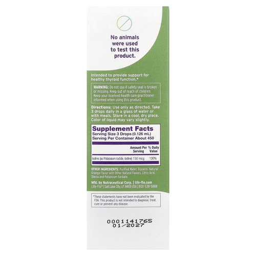Life-flo, жидкий йод плюс, натуральный апельсиновый вкус, 59 мл (2 жидк. унции)