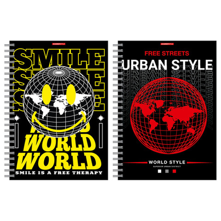 Тетрадь А4  96л кл. гребень Academy Style "Глобус" ВД лак, белизна 100%