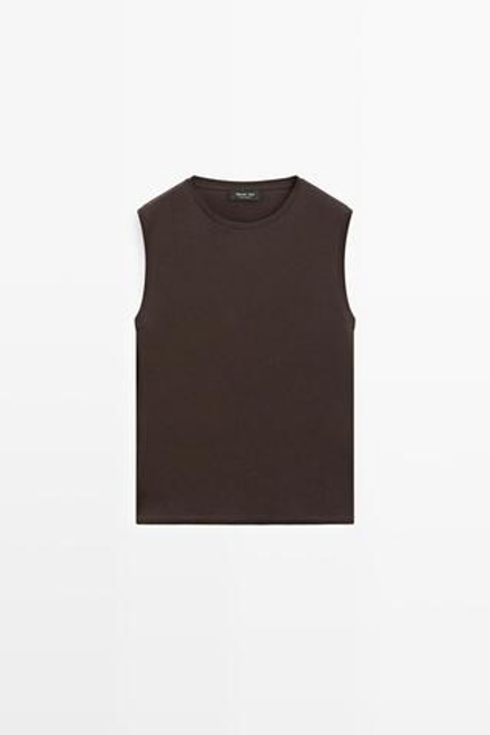 Massimo Dutti Топ без рукавов из 100% хлопка, шоколадный