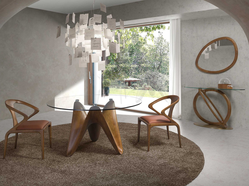 Консоль 3246/CON16171 из закаленного стекла и ореха