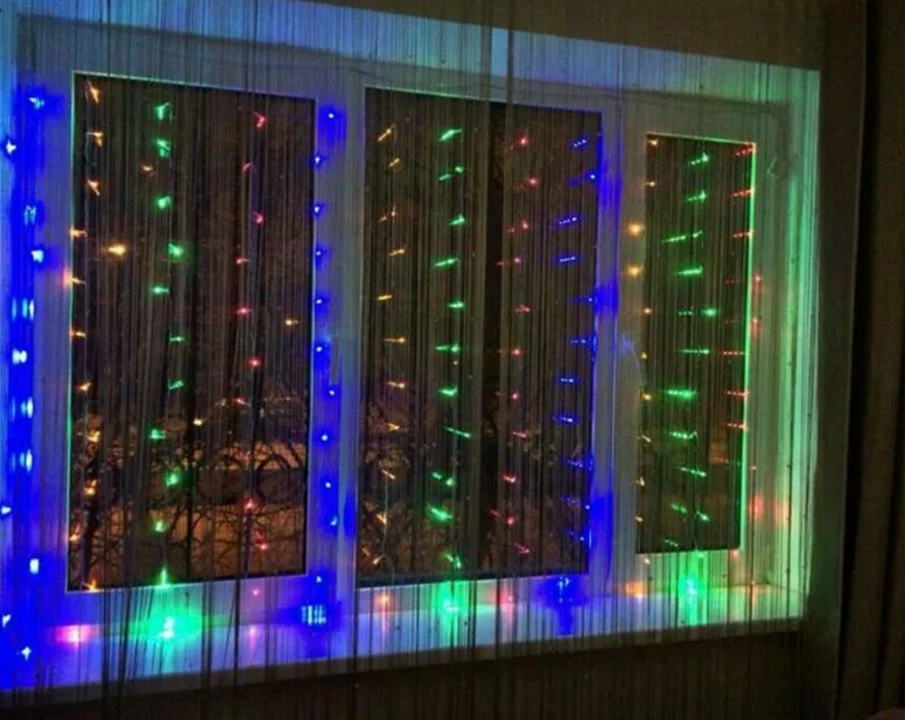 Гирлянда штора 1.5х1.5м Цветной RohsRGB160L п/п