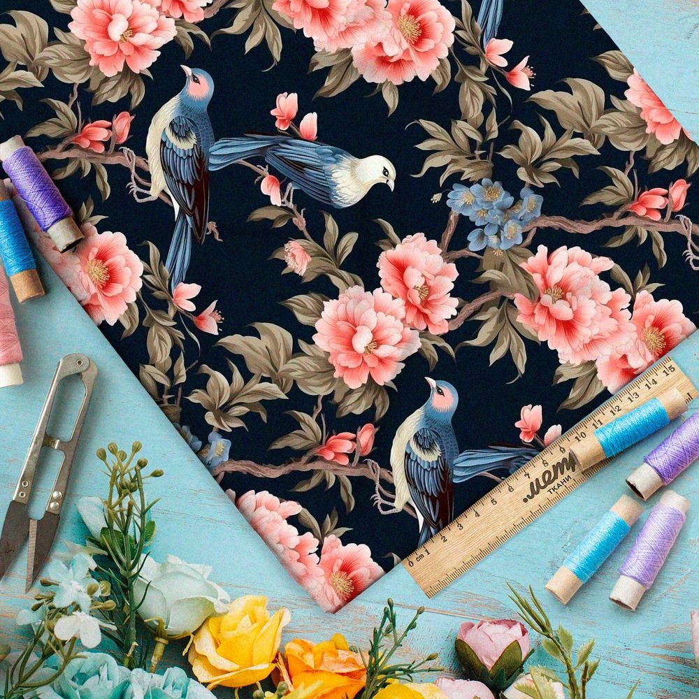 Ткань Барби ночные певчие птицы