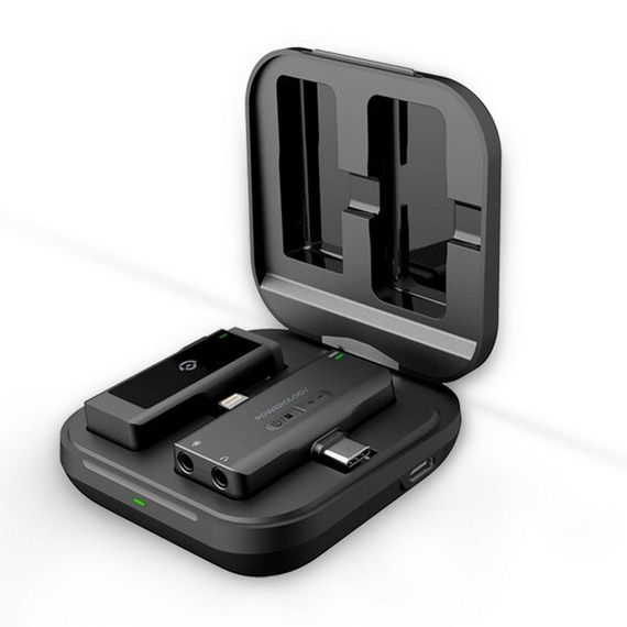 Беспроводной микрофон Powerology MFI Dual Connector Wireless Lavalier Microphone x1 Mic 1000mAh (PWMICBK) Black