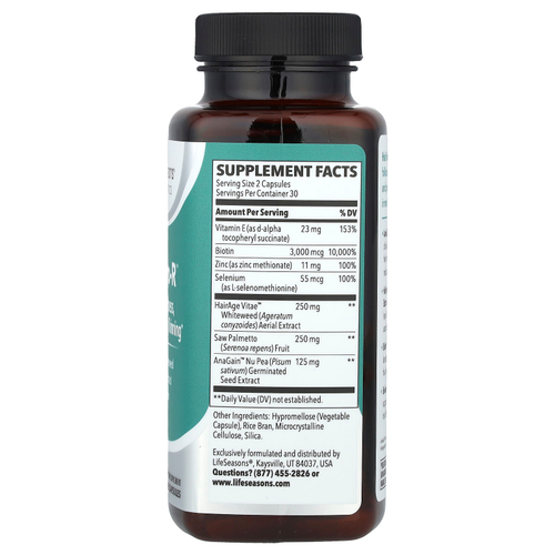 LifeSeasons, Therapeutics, Hair Gro-R ™, 60 растительных капсул
