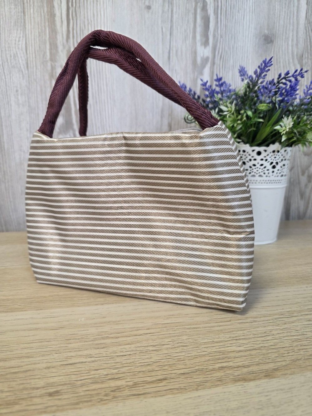 Термосумка для обеда, в бежевую полоску 0331-7