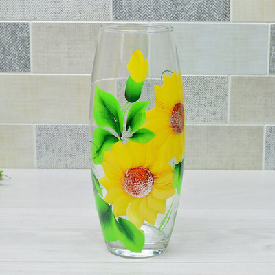 Ваза для цветов бочка Н26 D12 эконом роспись 66/79