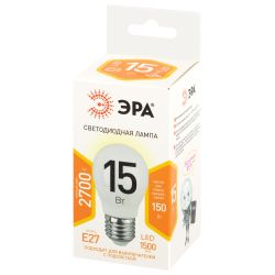 Лампа светодиодная ЭРА STD LED P45-15W-827-E27 15Вт шар теплый белый свет Е27 | Лампы cветодиодные Шар (G/P)