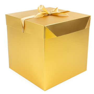 Коробка складная в золотом цвете с атласным бантом, металлик