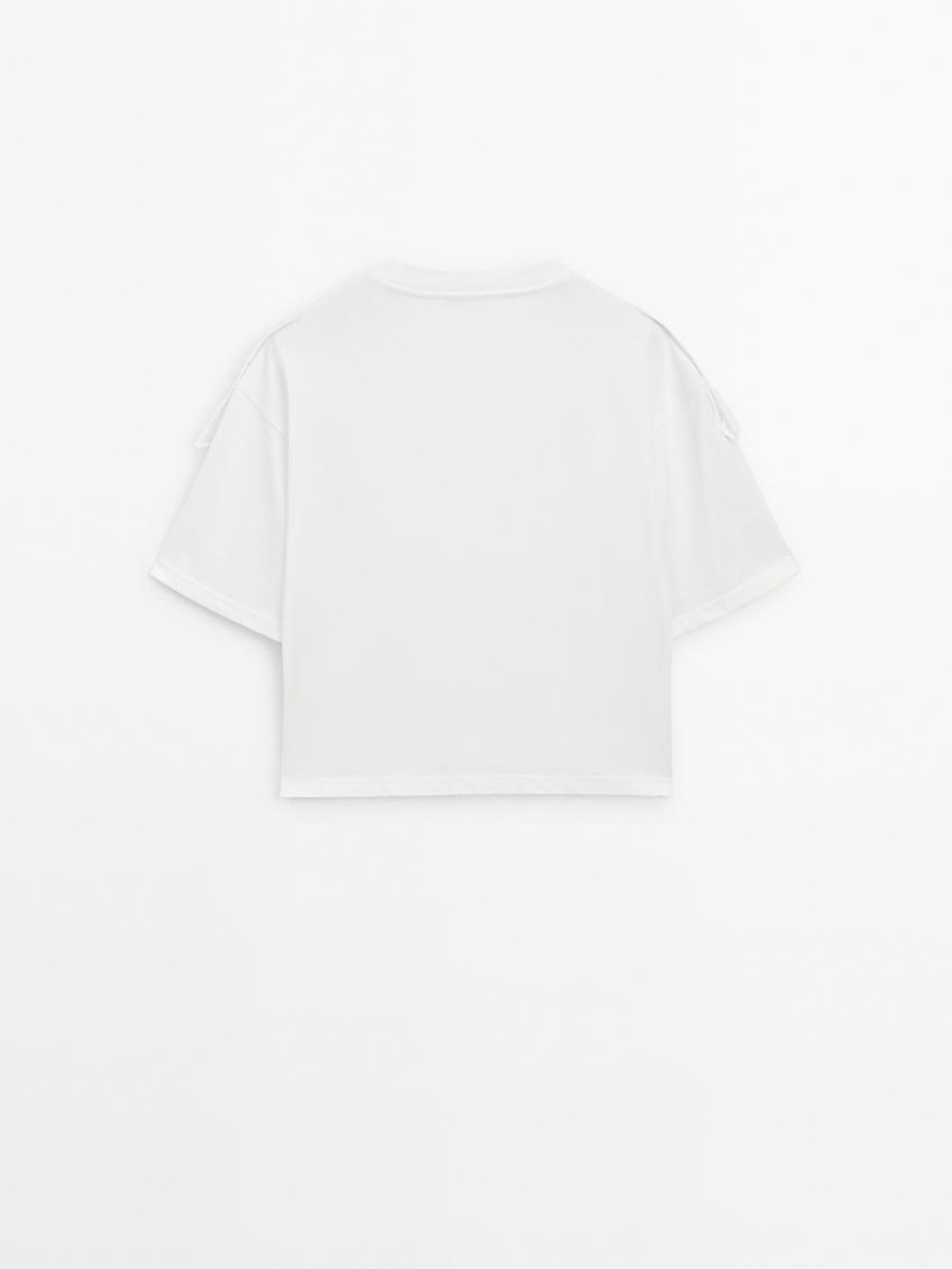 Massimo Dutti Футболка из 100% хлопка, натуральный, кремовый