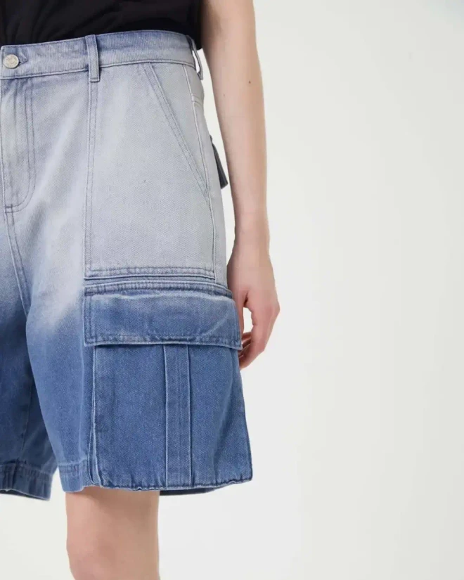 Шорты из денима с эффектом деграде