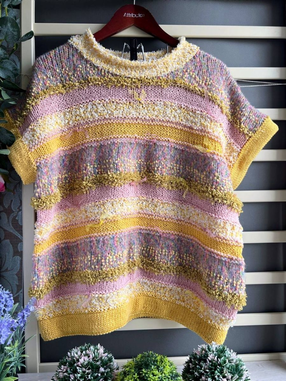 Мимоза набор пряжи и описание на Жилет оверсайз до 54+