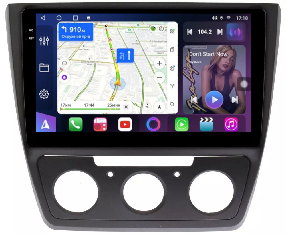 Магнитола для Skoda Yeti 2009-2018 (кондиционер) - FarCar 1225M монитор 10.36" QLED на Android 14, TS18, CarPlay, 4G SIM-слот