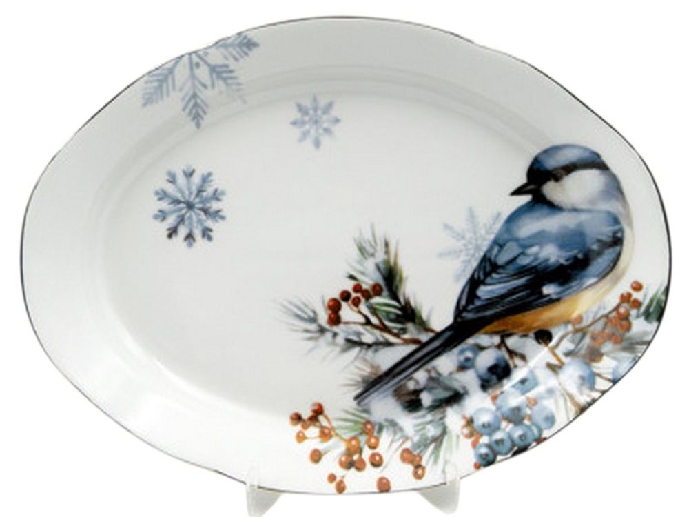 Блюдо овальное "ЗИМНЕЕ УТРО (Идиллия)" 33 см, Беларусь.