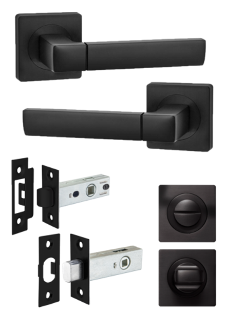 Ручка дверная с защелкой, задвижкой и поворотником FUSION