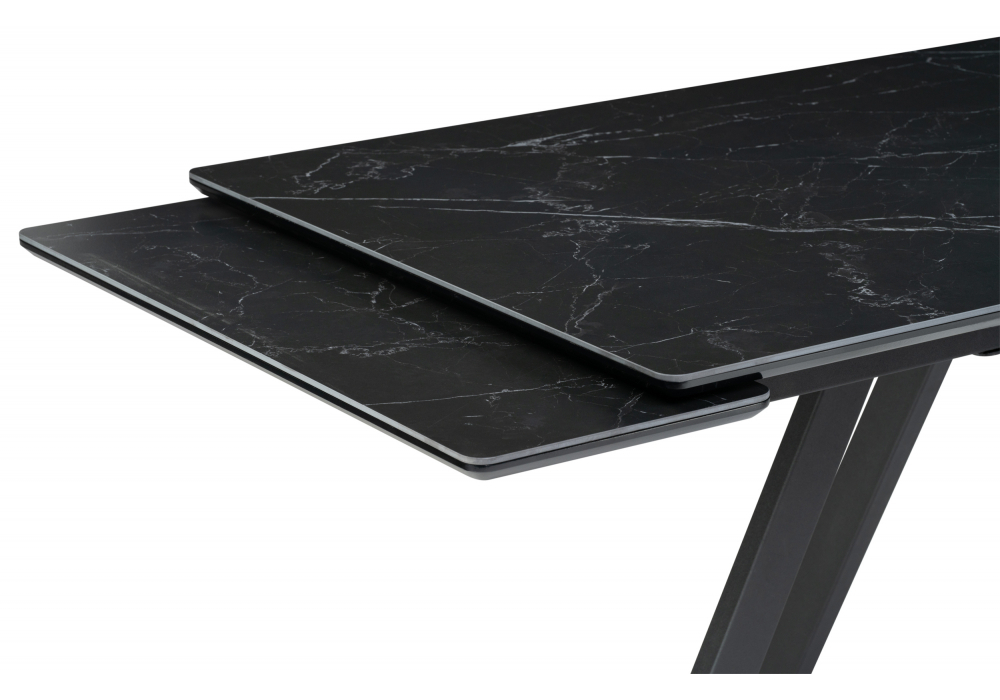 Керамический стол Woodville Вилли 140(200)х80х75 черный мрамор shakespeare black, черный, ножки черные
