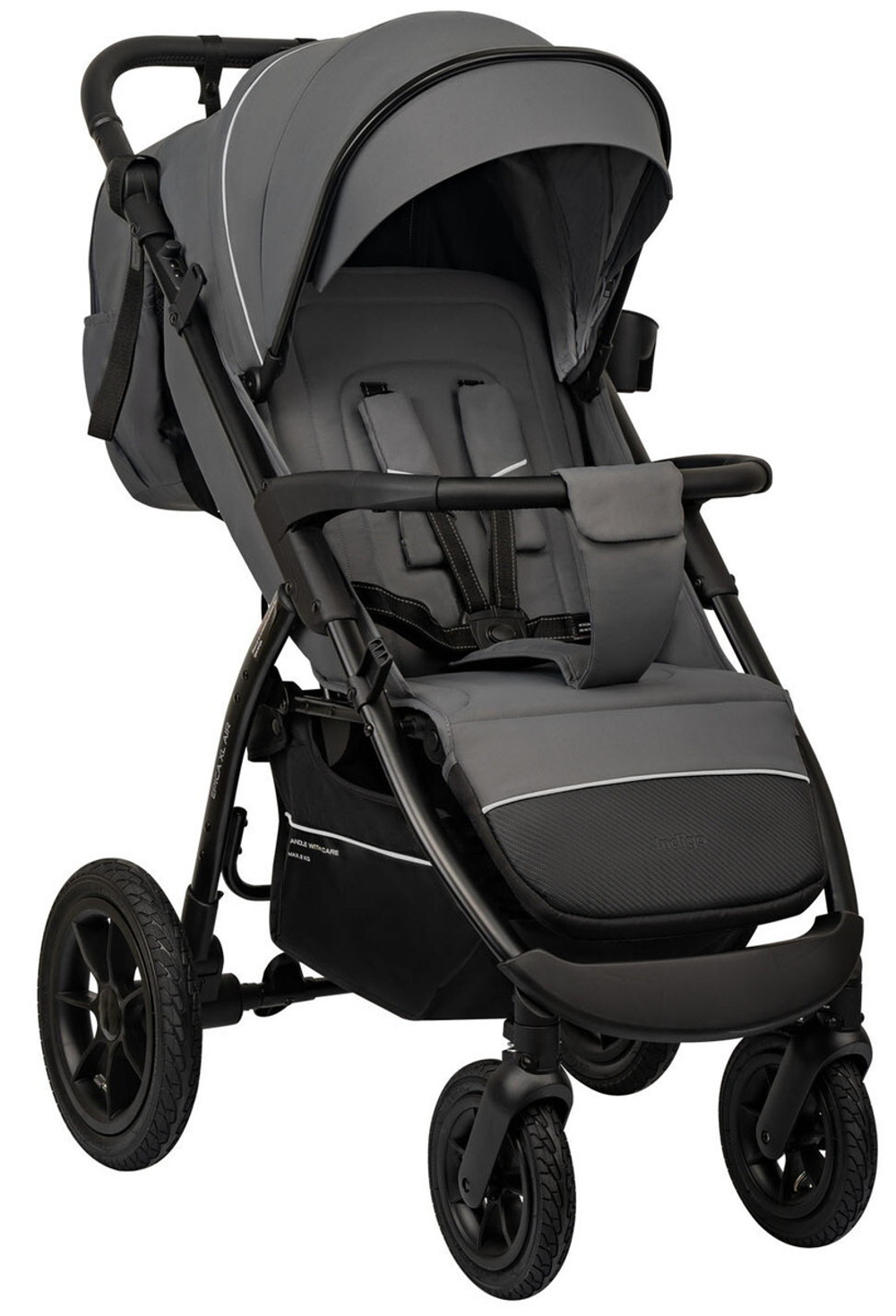 Детская прогулочная коляска Indigo Epica XL Air с сумкой 2025 темно-серый