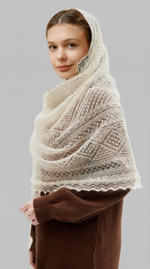 Оренбургский пуховый палантин с люрексом МАМ16080-02/17