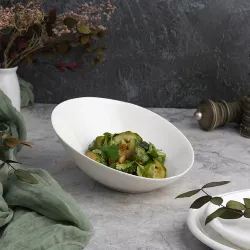 Салатник 150 мл d 17,5 см h8/3 см скошенный белый фарфор P.L. Proff Cuisine [6]
