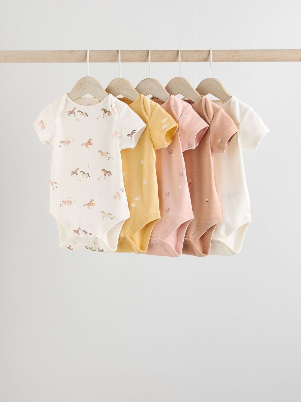 Боди с коротким рукавом для малышей Next E58-049, 5 шт., Молочный, Розовый, Бежевый