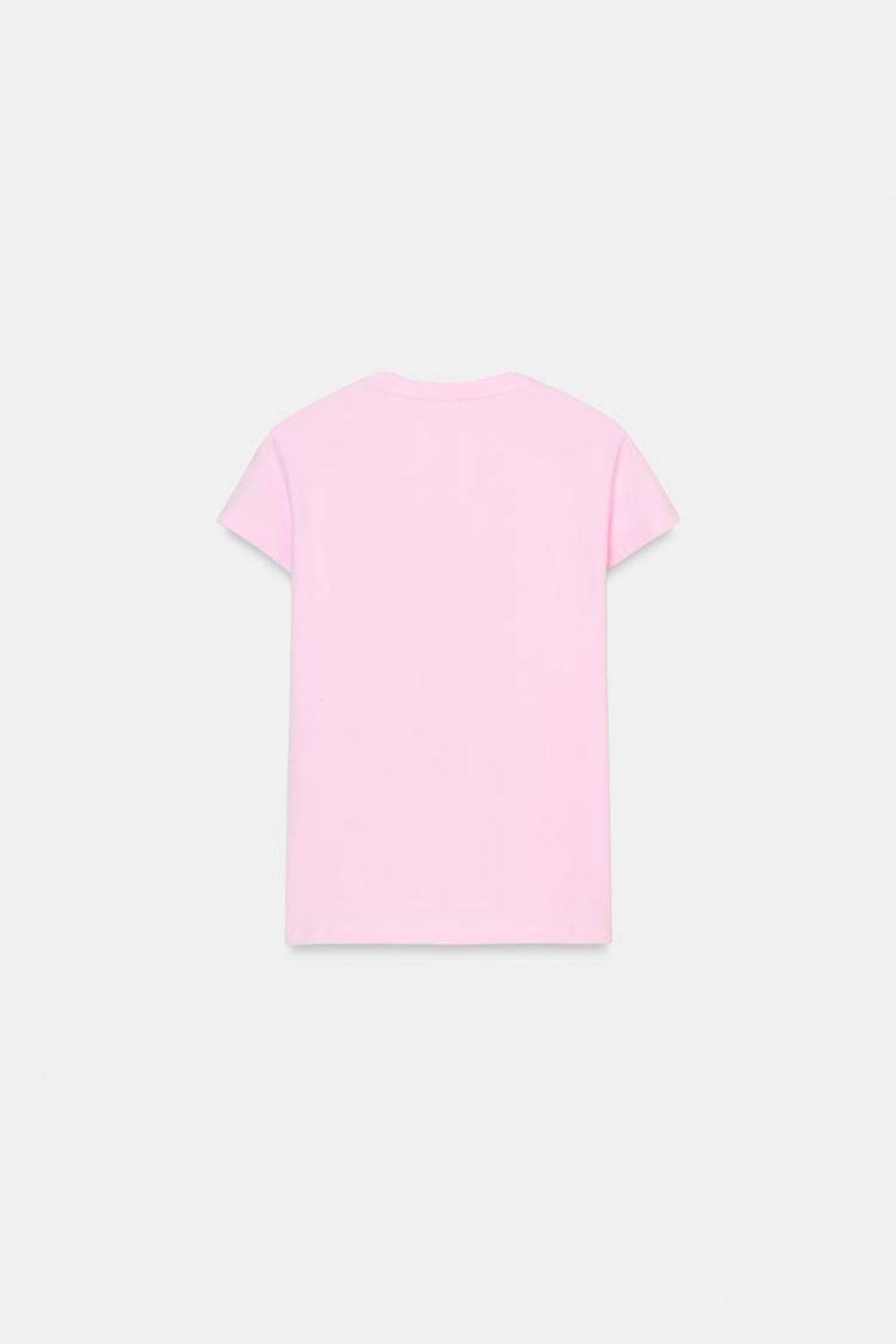 ZARA ФУТБОЛКА С РЕЛЬЕФНЫМИ СЕРДЕЧКАМИ, РОЗОВЫЙ