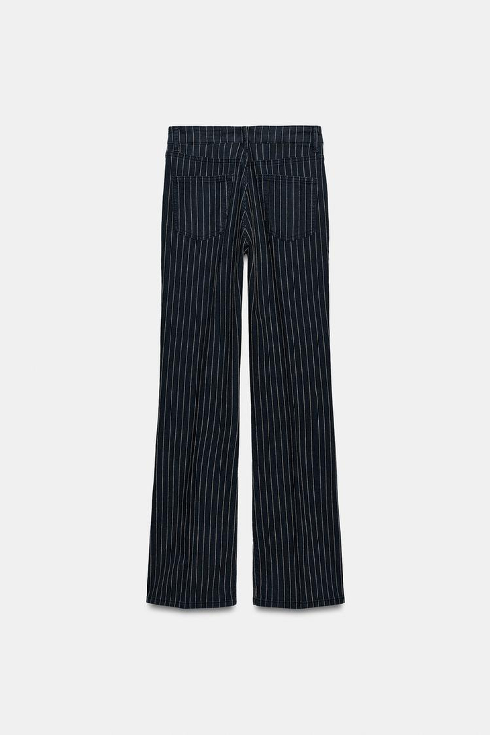 ZARA ДЖИНСЫ FLARE В ПОЛОСКУ С ВЫСОКОЙ ПОСАДКОЙ — ZW COLLECTION, СИНИЙ