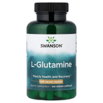 Swanson Vitamins, L-глютамин, 500 мг, 100 веганских капсул