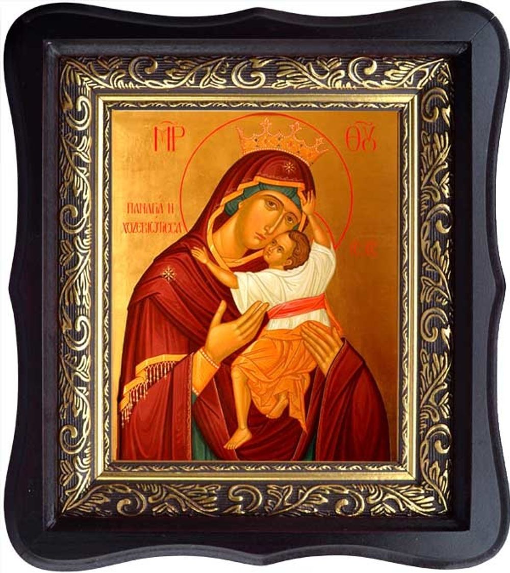 Взыграние Младенца. Икона Божьей Матери на холсте в киоте