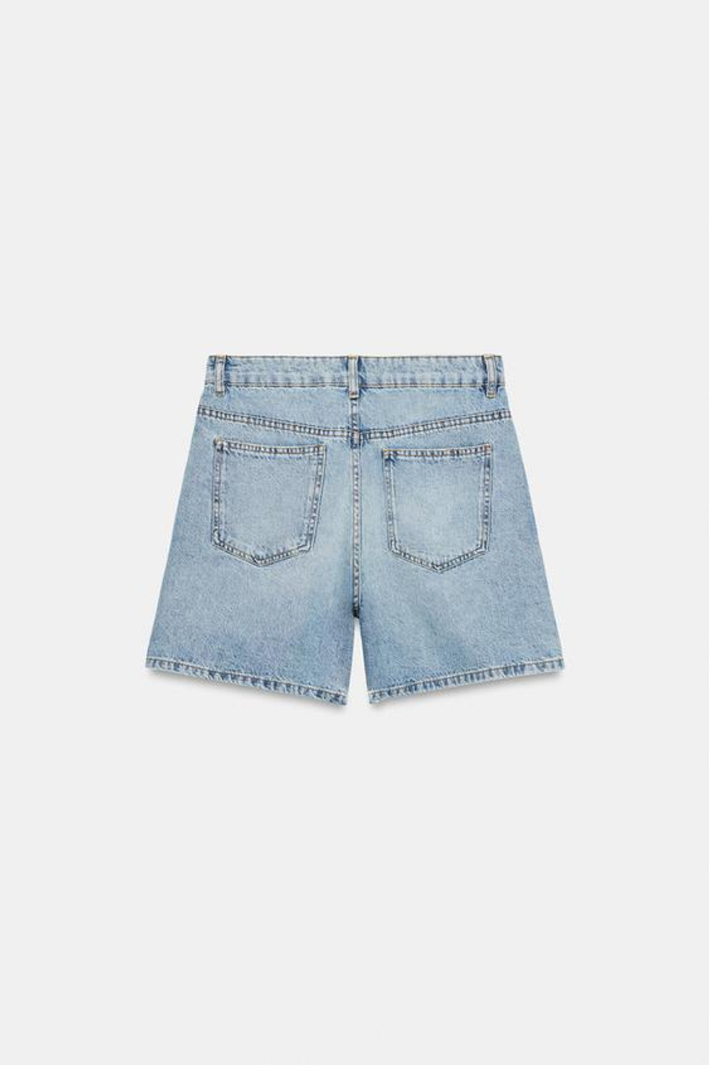 ZARA ДЖИНСОВЫЕ ШОРТЫ С ВЫСОКОЙ ПОСАДКОЙ, ГОЛУБОЙ