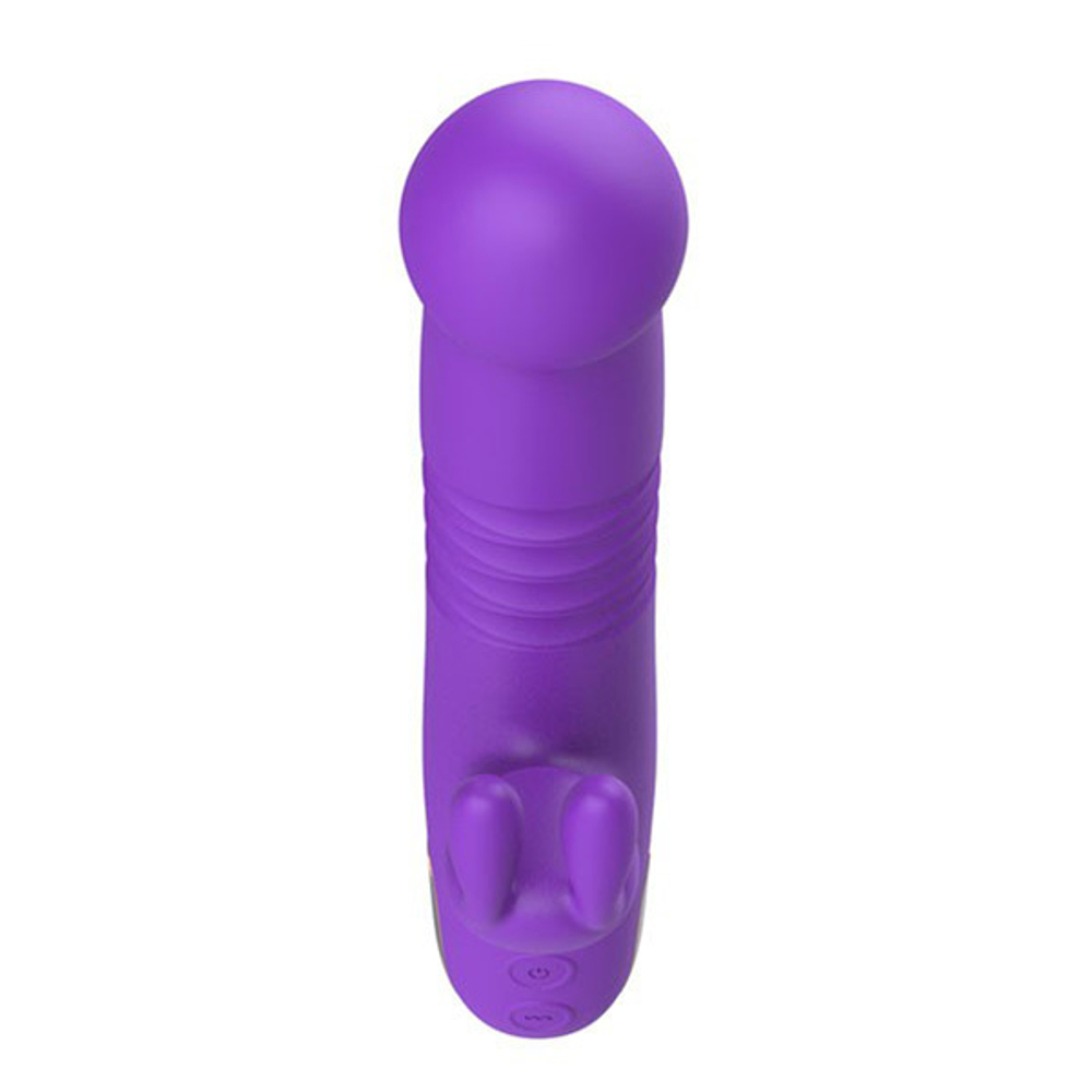 Фиолетовый вибратор-кролик 22,4см со стимулятором клитора и возвратно-поступательными движениями I-Moon Beauty MY-206 Purple