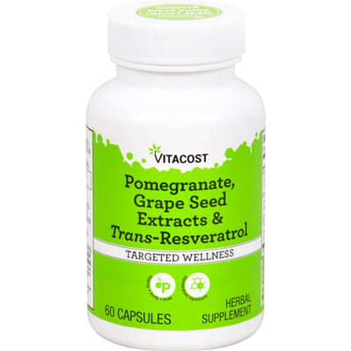 Vitacost, Pomegranate, Grape Seed Extracts & Trans-Resveratrol, 60 Capsules
